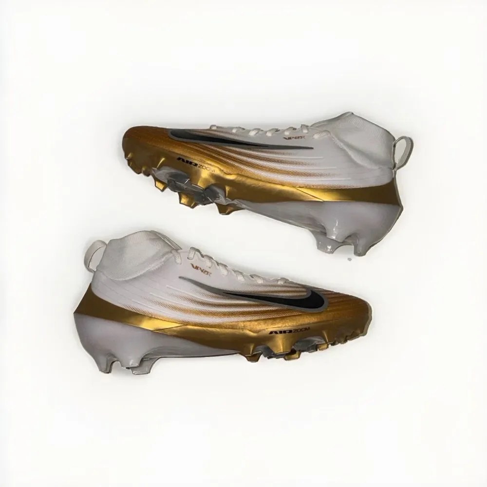 New Nike Zoom Air Vapor Pro 1 Football Cleats White/Black/Gold Mens US 10.5